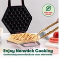 thumbnail image 4 of BELLA Bubble Waffle Maker for Hong Kong Style Breakfast Dessert 9" Waffles, Non-stick Iron Plates for Easy Cleaning and Food Release, Cone Rack Included, Pink, 4 of 5