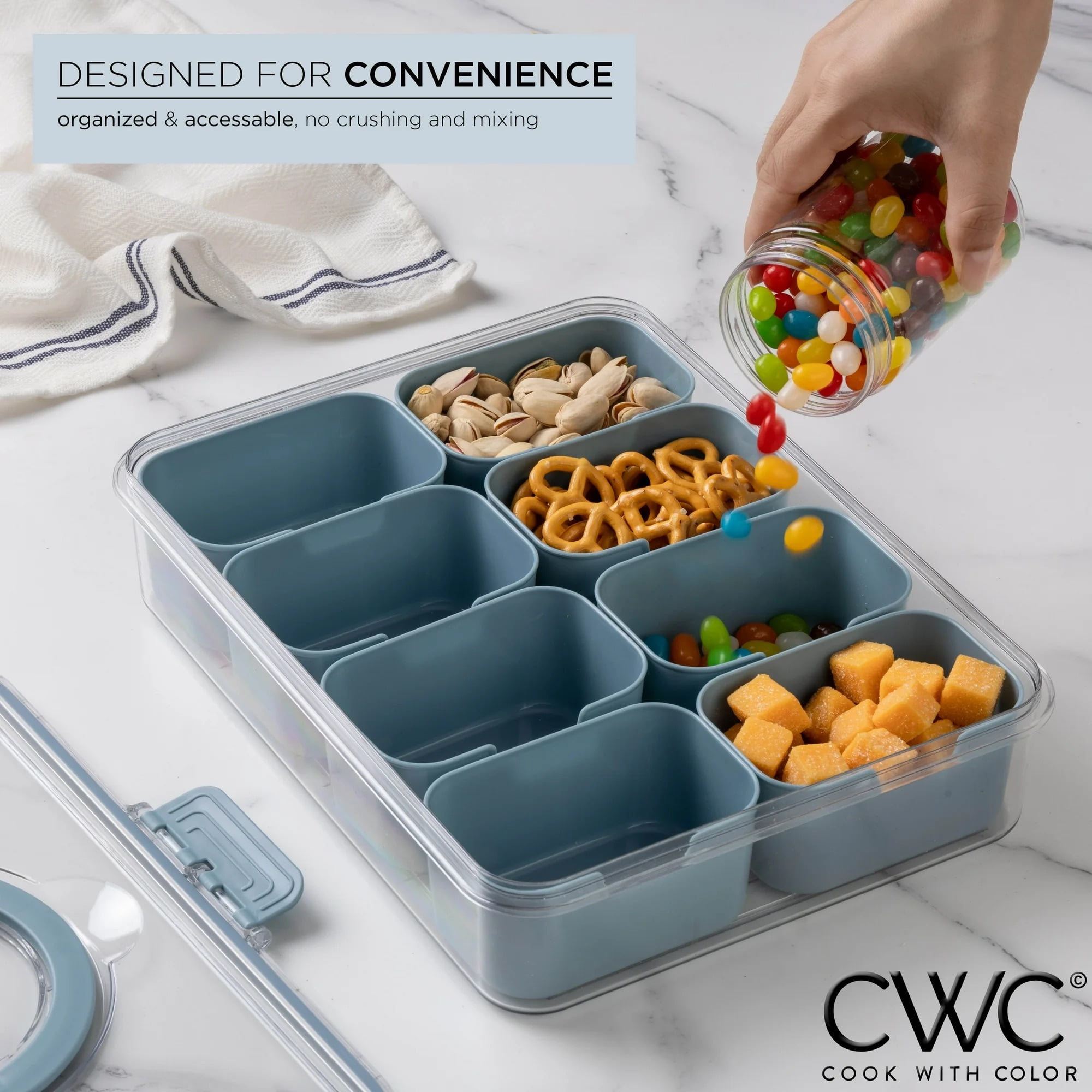 Cook With Color Snackle Box for Kids Lunch Box and Snack Container, Blue
