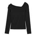 thumbnail image 4 of Women's One Shoulder Long Sleeve Top Pleated Going Out Top Slim Fit Shirt Cropped Top Thermal Underwear Set Women Thermal Shirts Men Mens Thermal Tops Soft Thermals for Women Tops Boys Thermal Shirts, 4 of 4