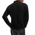 thumbnail image 3 of Long Sleeve Golf Shirt Men Mens Knit Shirts Notch Neck Breathable Soft Casual Lightweight Solid Color Tops, 3 of 5