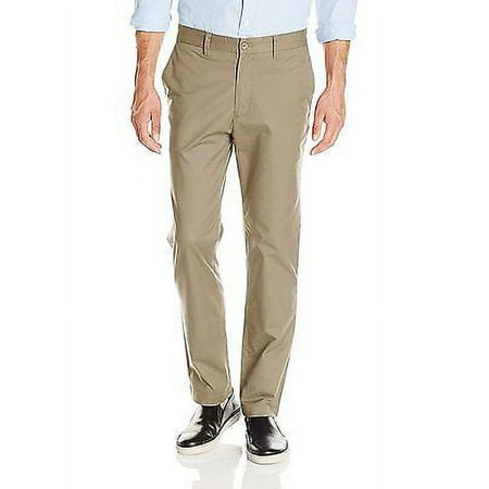 New 9206-2 Nautica Mens and Beige Slim Fit Flat Front Twill Chino Pants Sz 33W x 32L