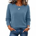 thumbnail image 5 of LYEAA Knit Tops for Women Crewneck Long Sleeve Basic Shirts Lightweight Tee Solid Casual Fall Clothes Dark Blue 2XL, 5 of 6
