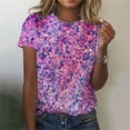 thumbnail image 2 of Liquidation! Uooqdmx Hauts à Sequins pour Femmes, Chemises à Manches Courtes pour Femmes, Hauts Scintillants pour Femmes, T-Shirt Décontracté à Col Rond Imprimé à Sequins, Hauts de Printemps pour Femmes 2025, Violet 1 TG, 2 of 5