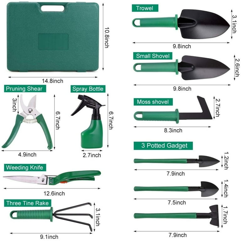 Gardening Tools Set 10 Pieces Garden Tools Kit Green Walmart