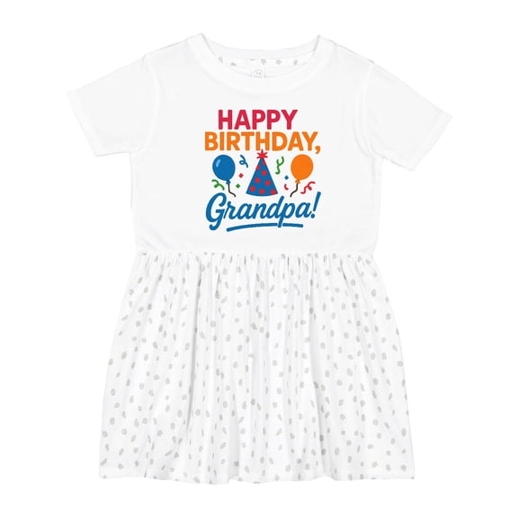 Inktastic Happy Birthday Grandpa Party Hat Balloons Girls Toddler Dress