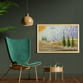 thumbnail image 2 of Italian Wall Art with Frame, Van Gogh Style Italy Valley Rural Fields European Scenery Painting Print, Printed Fabric Poster for Bathroom Living Room, 35" x 23", Multicolor, by Ambesonne, 2 of 2