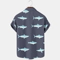thumbnail image 4 of Jinhomg Men's Vacation Beach Shirts Cute Shark Print Hawaiian Shirt Lightweight Breathable Short Sleeve Button Down Aloha Shirts 90% off Clearance Sale Navy XXXL, 4 of 8