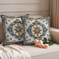 thumbnail image 2 of Vintage Flowers Pattern Pillow Covers 2 Pack Yellow Blue Traditional Bohemian Pillowcase Waterproof Outdoor Throw Pillow Cover for Patio Garden Square Cushion 24”x24”, 2 of 9