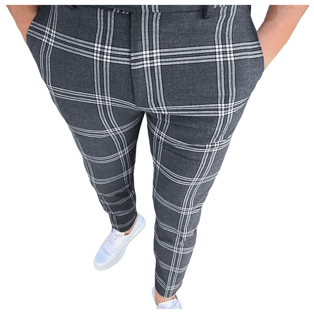 Zszcpp Wide Leg Pants Men'S Long Brief Style Basic Large Plaid Relax Striped Minimalist Trousers Casual Trouser
