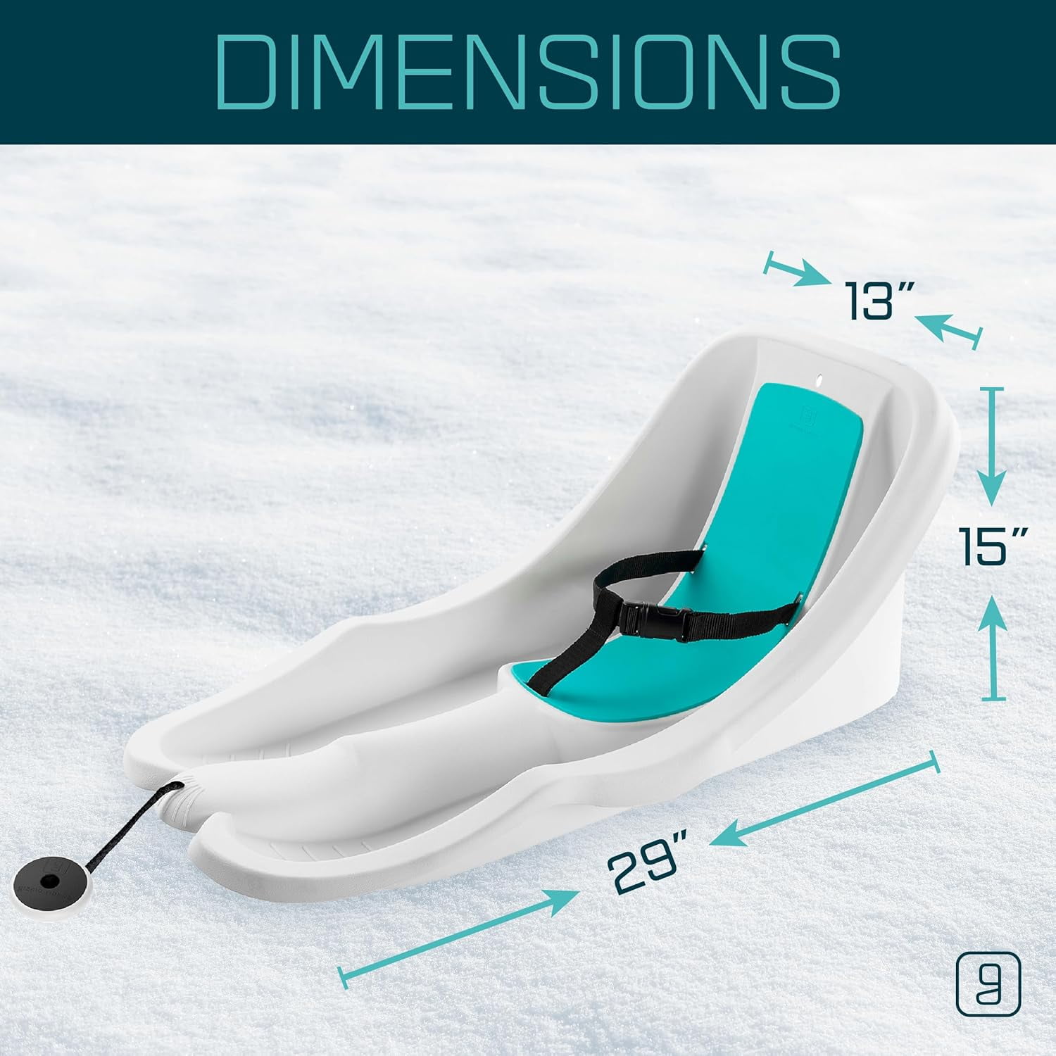 Gizmo Riders Baby Rider Ice-Blue Pull Snow Sled for Toddlers, 55 lbs, Ages 6 Months +