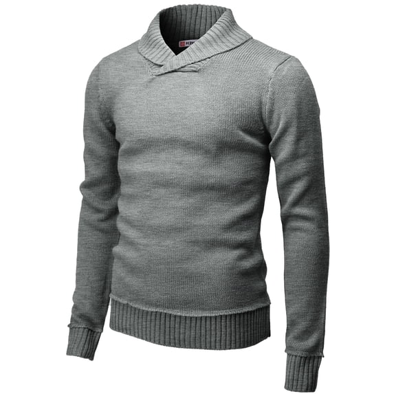Mens Casual Slim Fit Knitted Pullover Sweaters Shawl Collar Solid Patterned Long Sleeve (CMOSWL077)