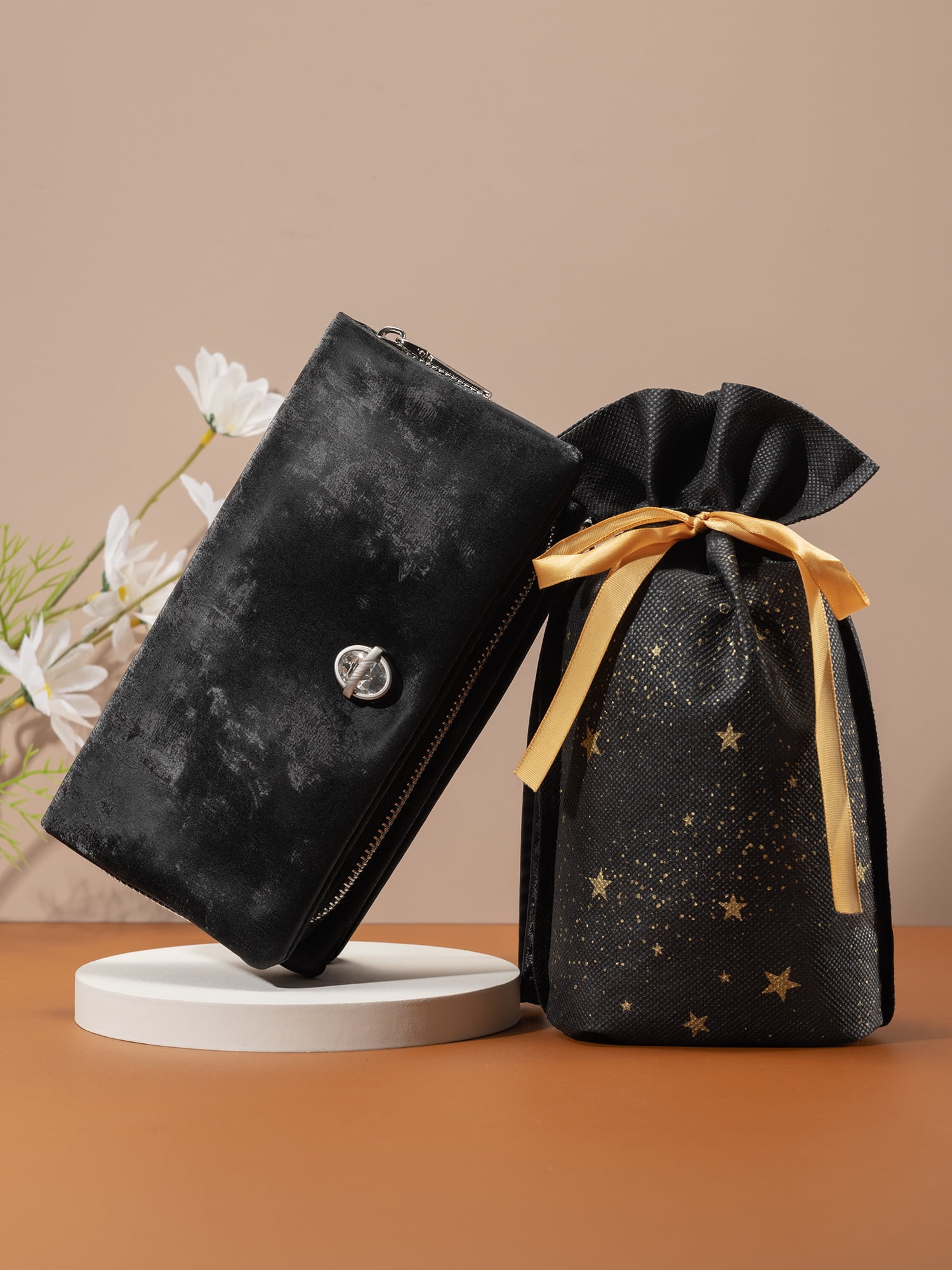 Punplita Women Wallet Leather Long Wallets for Women with Zipper and Card Holder