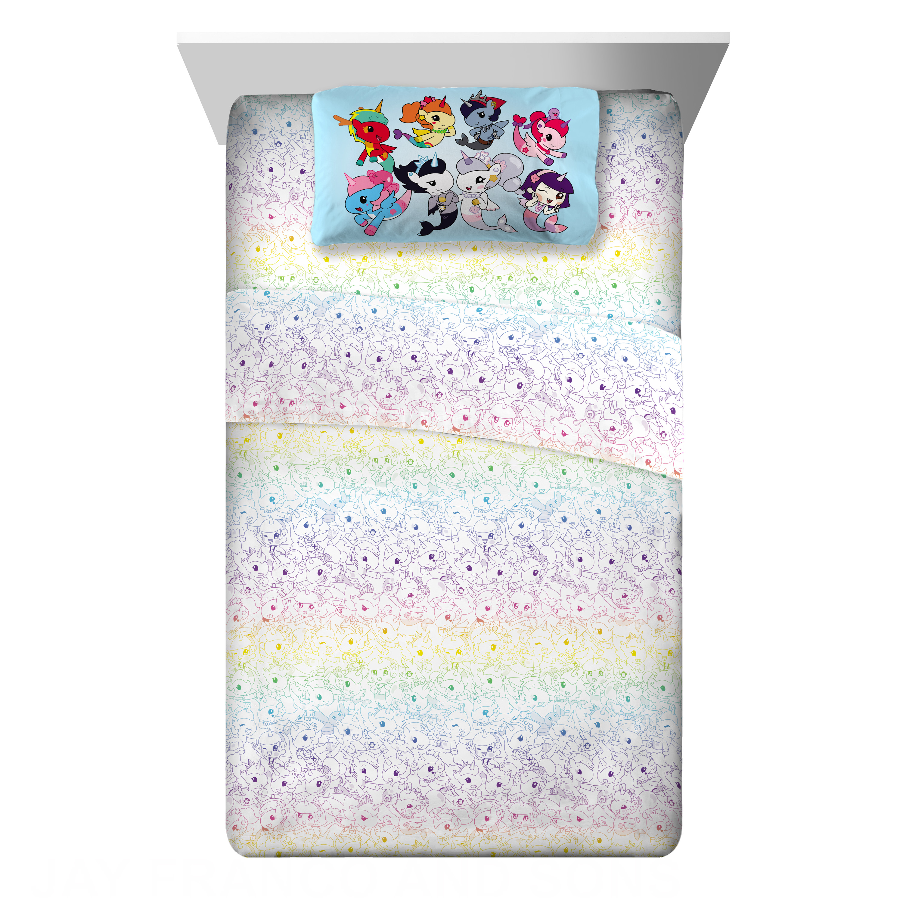 Mermicorno Starfall Kids 3 Piece Rainbow Ombre Sheet Set, Twin