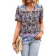 thumbnail image 1 of Top suelto cómodo medio botón para vacaciones de vacaciones Tops de impresión con cuello en V para mujeres, 1 of 5