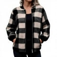 thumbnail image 2 of GaThRRgYP Stylish Winter Lounge Jacket for Ladies Autumn,Women's Fashion Long Sleeve Solid Color Thickening Cardigan Jacket Checkered Fall Winter Warm Coat Pink XXXL, 2 of 5