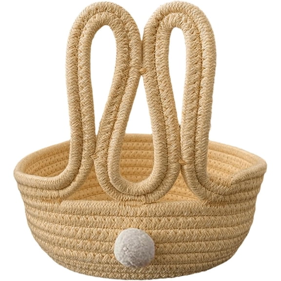 Easter Bunny Basket for Eggs Hunt,，Easter egg gift basket，Easter Empty Egg Hunt Storage Bin with Ear, Baby Nursery Candy for Boys and Girls,7.87''×8.26''