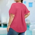 thumbnail image 5 of IROINNID Women's Plus Size V-Neck Button Blouse Short Sleeve Pullover Tops,Summer Casual T-Shirt,Fashion Loose Fits Tunic Tops(Hot Pink,), 5 of 6