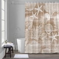 thumbnail image 5 of Brown Coastal Bathroom Shower Curtain, Nautical Starfish Jellyfish Coral Summer Waterproof Washable Soft Bath Curtain for Bathtub Decor with 12 Hooks&Grommet, 36x72 Inch, 5 of 9