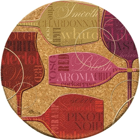 Wine Cork Coasters - Thirstystone Cork Drink Coasters Set, Colorful Wine III