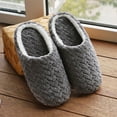 thumbnail image 2 of LoyisViDion Soft Bottom Mute Home Indoor Slippers Couple Cloth Home Non-slip Slippers, Flocking Upper Warm Plush Slippers for Women Gray 36-37, 2 of 6