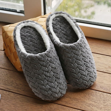 

Hinvhai Casual Cute Slippers for Women Fall Winter Clearance Warm Indoor Solid Color Plush Comfort Fleece Lining Non Slip Soft Sole Slippers Shoes Gray 42-43