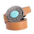 thumbnail image 1 of Cinturón de cuero de PU de estilo retro Hebilla turquesa, cinturón de pantalones , correa de cintura decorativa, cintura , cinturón de Salvador cinturón occidental, 1 of 6