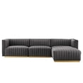 thumbnail image 3 of Modway Conjure Channel Tufted Performance Velvet 4-Piece Sectional in Gold Gray, 3 of 10