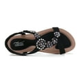 thumbnail image 3 of FAMITION Women's Sandals Summer Casual Bohemian Flats Elastic Ankle Strap Dressy Crystal Flower Sandals Comfortable Beach Shoes Black, 3 of 4