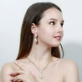 thumbnail image 4 of Yellow Gold Plated Drop Leaf Necklace Earring Set CZ Jewelry for Brides Wedding, 4 of 9