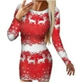 thumbnail image 4 of BLTIBY Christmas Sweatshirt Dress for Women 2024 Xmas Print Autumn Winter Round Neck Casual Soft Long Sleeve Fashion Pullover Dresses Outfit Trendy Red XL, 4 of 6