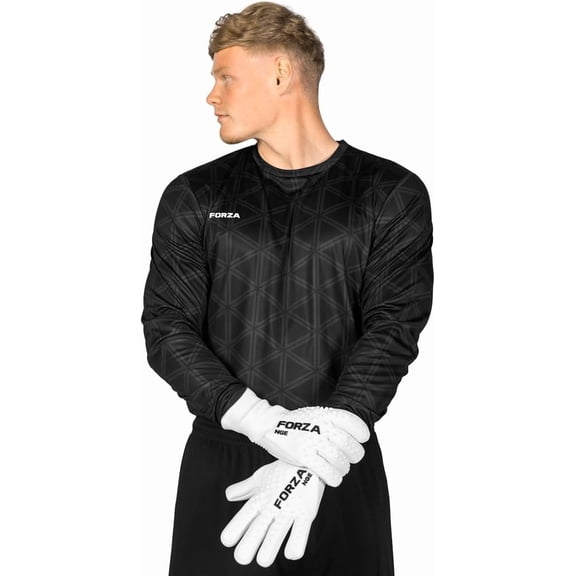 FORZA Men's Goalkeeper Shirts | Premium High-Vis Long Sleeve Soccer Jerseys - Sweat Wicking Polyester [Black, XS]