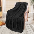 thumbnail image 5 of Fleece Throw Blanket, Cozy Plush Fleece Blanket Throw Size, Flannel Blankets Throw(50''x60'',Black), 5 of 7