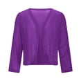 thumbnail image 6 of Girls Sparkly Cardigan, Lightweight Long Sleeve Cropped Open Front Thin Coat for Party, School, and Loungewear, Solid Color Layering Piece, Versatile for Casual and Special Occasion Outfits - Purple, 6 of 8