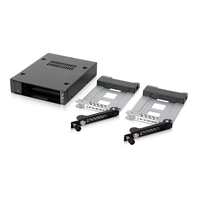 ICY DOCK Support Mobile Robuste Tout en Métal 2 x 2,5” SATA/SA HDD et SSD pour Baie de Lecteur Externe 3,5 Pouces avec Verrouillage de Clé et Conception à Vis pour Pouce / ToughArmor MB492SKL-B