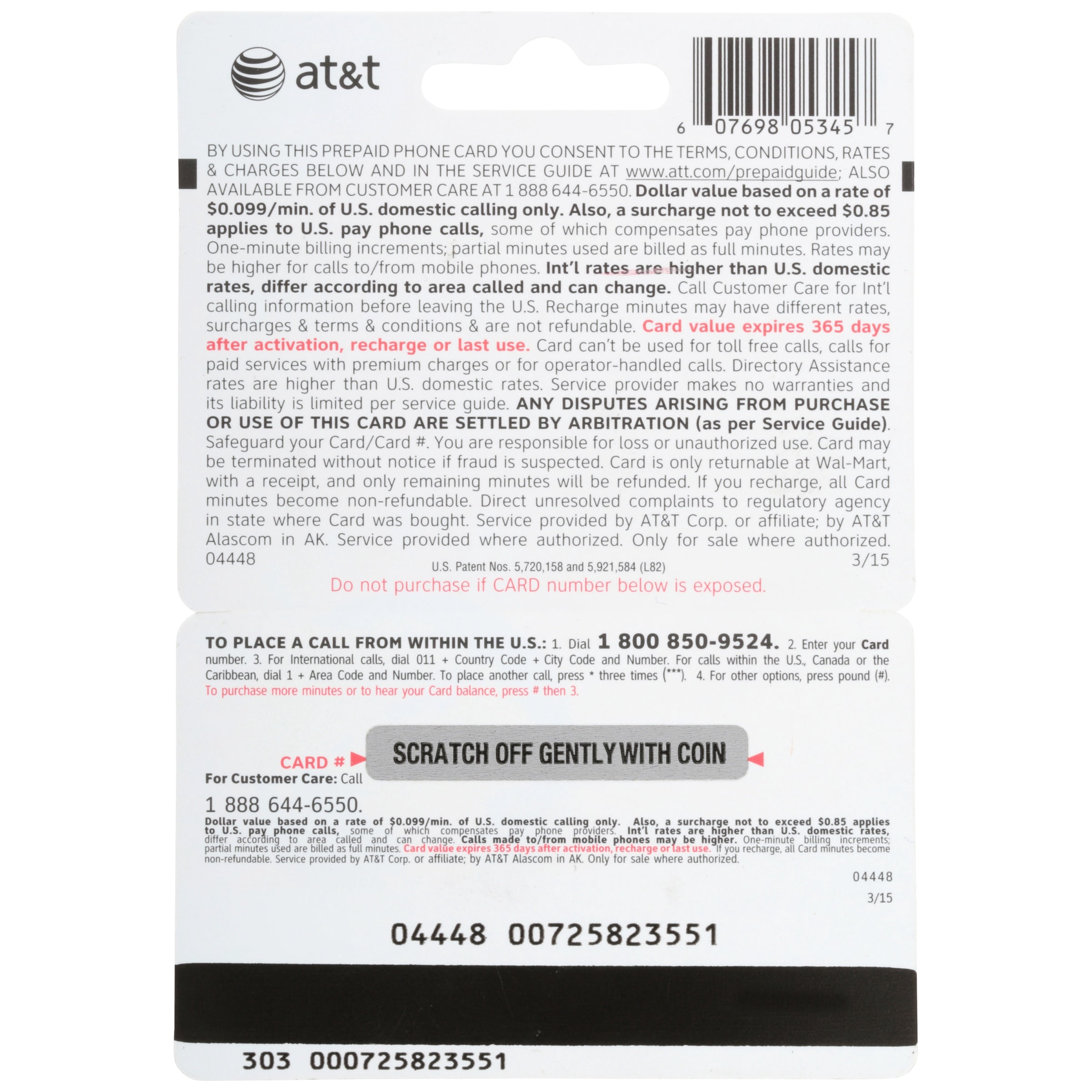 AT&T Worldwide PrePaid $30 Rechargeable Phone Card