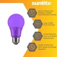 thumbnail image 4 of Sunlite LED A19 Colored Light Bulb, 3 Watts (25w Equivalent), E26 Medium Base, Non-Dimmable, UL Listed, Party Decoration, Holiday Lighting, Purple, 3 Pack, 4 of 6