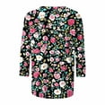 thumbnail image 4 of Womens 3/4 Sleeve Tops 2025 Summer Print Round Neck Tunic Blouses Loose Relaxed Fit Tee Shirts Plus Size Blouses Dressy Casual Going Out Workout Costume, 4 of 5