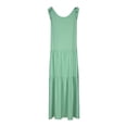 thumbnail image 3 of up to 60% off Gifts Usmixi Formal Dresses for Women Casual Plus Size Loose Flowy Ruffle Swing Tie Strap Long Dresses Round Neck Sleeveless Solid Summer Maxi Dress Green s, 3 of 6