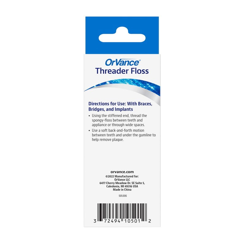 OrVance Threader Floss- Designed to Floss Through Braces, Bridges, and Implants –  30 Count (PACK OF 6)