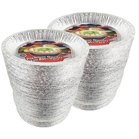 Pactogo 10" (Actual Top-Out 9-5/8 Inches - Top-In 8-3/4 Inches) Aluminum Foil Pie Pan1 3/16" - Disposable Baking Tin Plates (Pack of 200)