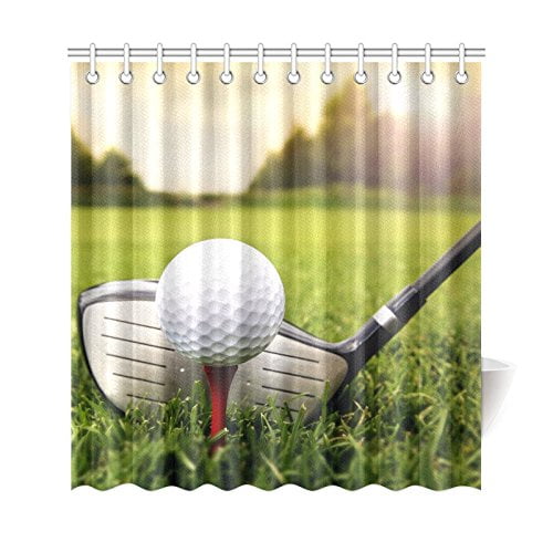 Libin Golf Course Shower Curtain, Golfball Polyester Fabric Shower