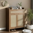 thumbnail image 1 of 32.4" Farmhouse Rattan Shoe Cabinet, 5-Tier Wooden Organizer, 1 of 2