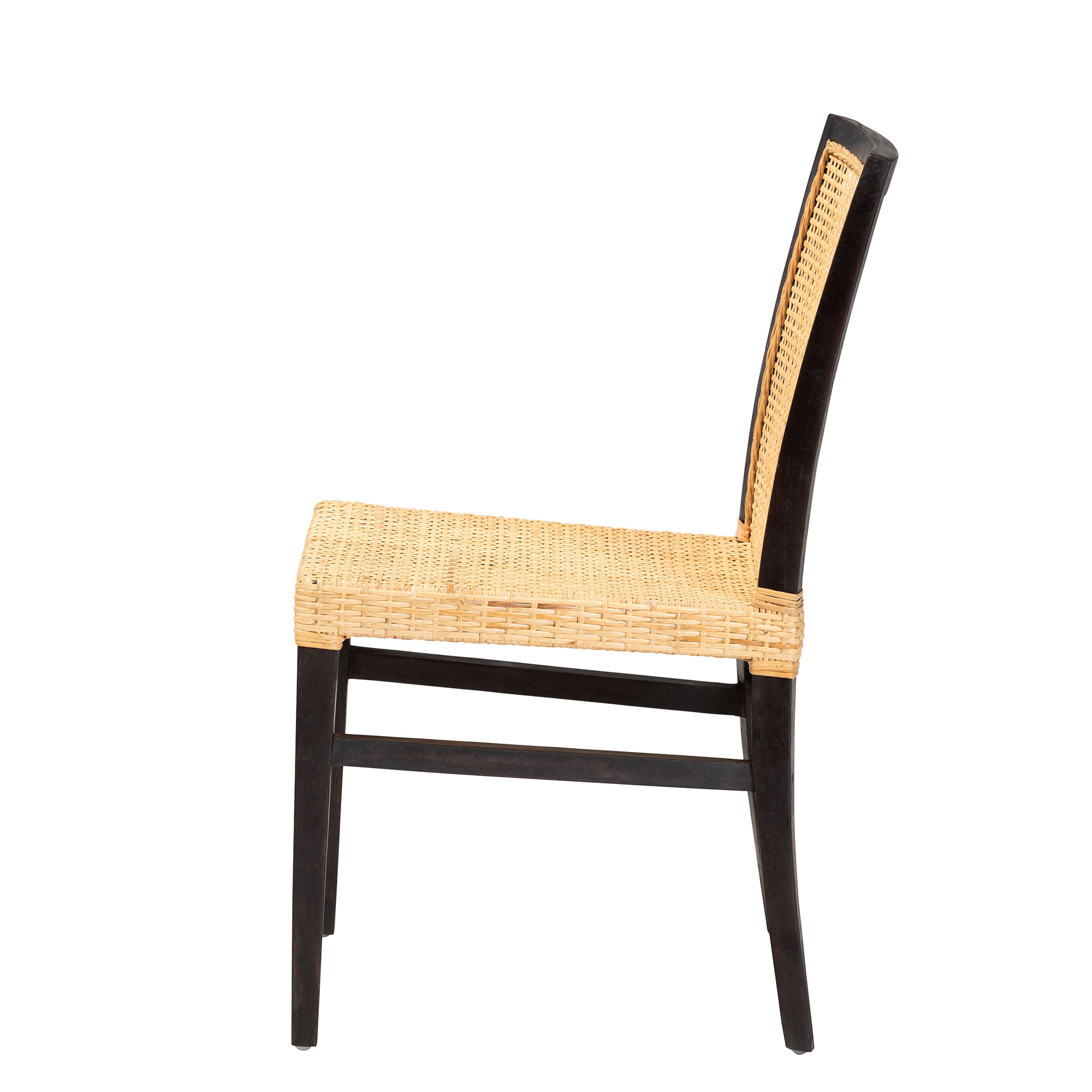 bali & pari Lingga Rattan and Mahogany wood BOHO Dining Chair, Natural Brown