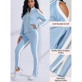 thumbnail image 3 of Women's 2 Piece Tracksuit Set Sexy Cold Shoulder Full Zip Jacket and Split Hem Jogger Pants Outfits S-2XL, 3 of 9