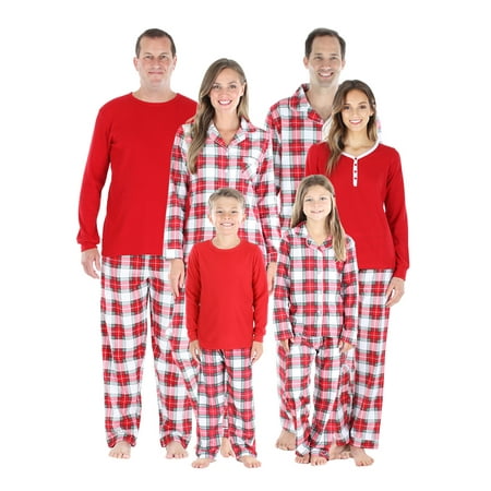 

SleepytimePJs Matching Family Christmas Pajama Sets Red & White Plaid Flannel