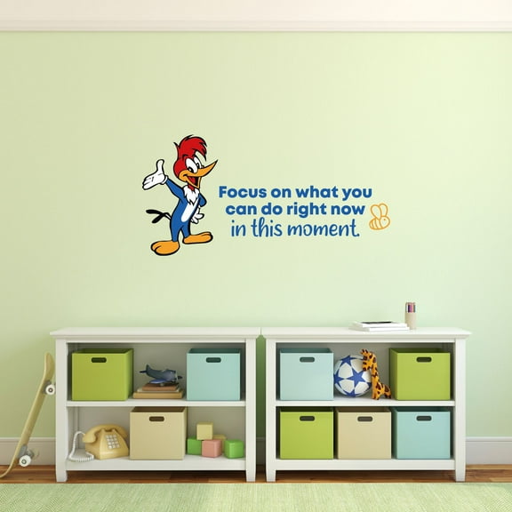 This Moment Woodpecker Life Quote Cartoon Quotes Decors Wall Sticker Art Design Decal for Girls Boys Kids Room Bedroom Nursery Kindergarten Home Decor Stickers Wall Art Vinyl Decoration (20x40 inch)