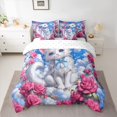thumbnail image 2 of Castle Fairy Kids Teens Girls Kawaii Bow White Cat Twin Bedding Sets 7-Piece,Pink Floral Rose Bedding Comforter Set Microfiber,Starry Sky Breathable Sheet Sets,Microfiber Bedroom Decor,Reversible, 2 of 8