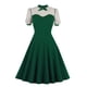 thumbnail image 1 of Moda Casual mujer malla temperamento elegante lunares costura Puffy Retro Swing manga corta cremallera vestido Fridja qw2209, 1 of 3