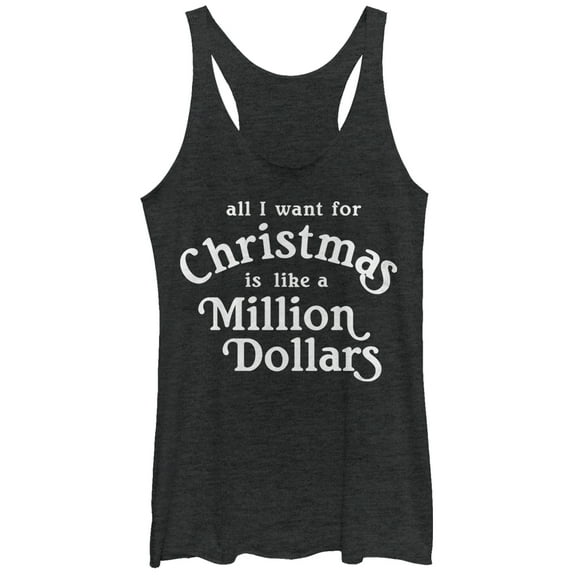 Women's CHIN UP Christmas Million Dollars Racerback Tank Top Black Heather X Large