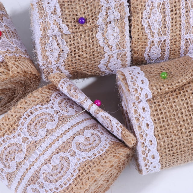 ADDHAT 5Ud De De Yute Natural Con Encaje Para Proyectos Hechos A Mano Y Adornos Vintage